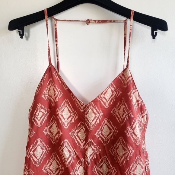 New Zara The Jami V-Neck Open Back Wide Leg Terracotta Print Jumpsuit NWT Small - Picture 9 of 15